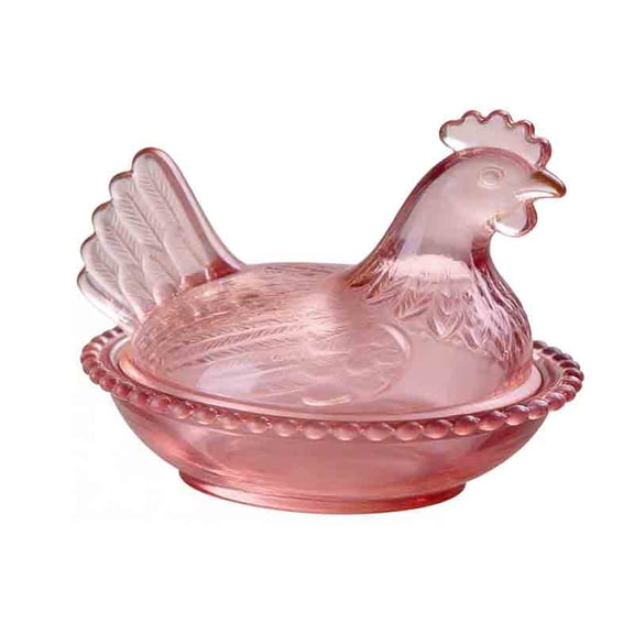 KOYPTL Vintage Hen on Nest Glass Dish with Lid,Retro Plastic Chicken Bowl for Home Kitchen Table Centerpieces Decor,Colorful Covered Hen Bowl for Collector Dessert Cookies Candy Storage Dish Supplies