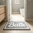 thumbnail image 1 of KOYPTL Waffle Bath Mat Boho Flocked Bath Rug Absorbent Non Slip Ultra Soft Bathroom Mats Machine Washable Knit Bath Rugs with Bath Letter for Bathroom Bedroom Kitchen Tub 16*24" Gray, 1 of 6
