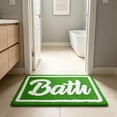 thumbnail image 1 of KOYPTL Waffle Bath Mat Boho Flocked Bath Rug Absorbent Non Slip Ultra Soft Bathroom Mats Machine Washable Knit Bath Rugs with Bath Letter for Bathroom Bedroom Kitchen Tub 16*24" Green, 1 of 6