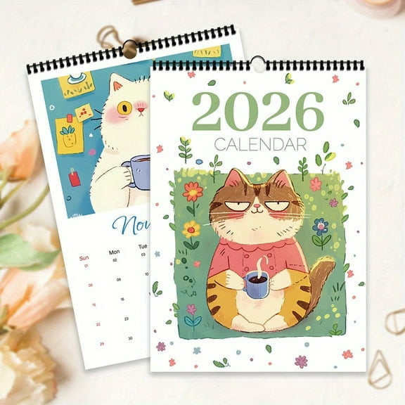KOYPTL Wall Calendar 2026 12 Monthly Cute Animals Calendar From January 2026- December 2026 Modern Decorations for Home Wall Decor Gifts for Family Friends