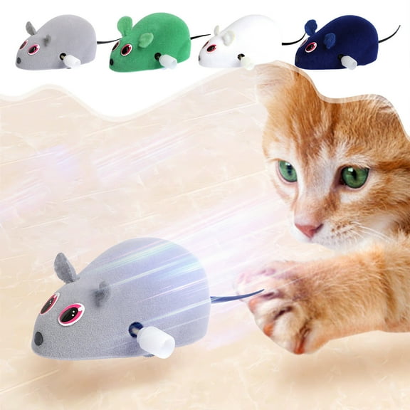 KOYPTL Wind- Up Mouse Fun Stuffed Mouse Interactive for Cat Teaser Pet,Simulation Clockwork Rat Toy,Cats Catcher Animals Toys,Gifts for Cat Lovers Boredom Kitty Indoor/Outdoor Play & Exercise