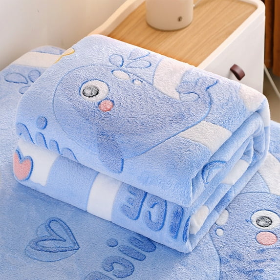 KOYPTL Winter Thickened Milk Velvet Blanket for Toddlers Baby Boys 2 3 4+ Years Old,Cartoon Pattern Blue Corals Flannel Blanket Bed Sheet for Dormitory Students Fleece Blanket Presents Whale 39"x59"