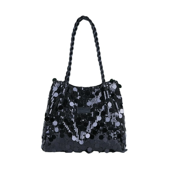 KOYPTL Women Sequin Bag Large Capacity Shoulder Bags for Commuting Glitter Sparkly Evening Handbag with Zipper for Prom Party Fashion Purse Valentine's Day Birthday Holiday Gifts for Girls Women