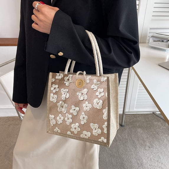 KOYPTL Women Tote Bag Casual Tote's Handbag Embroidered Personalized Bento Bag,Reusable Grocery Bags Shopping Bags