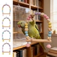thumbnail image 1 of KOYPTL Wooden Bird Swing for Cockatiels Parrot Perch Hanging Toys Parakeets Birdcage Stands Cage Playground Play Gyms Accessories Colorful Bead Bell Climbing Toy for Lovebirds Conures Budgies, 1 of 6