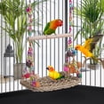 thumbnail image 1 of KOYPTL Wooden Bird Swing for Cockatiels Parrot Perch Hanging Toys Parakeets Birdcage Stands Cage Playground Play Gyms Accessories Colorful Bead Bell Climbing Toy for Lovebirds Conures Budgies, 1 of 7