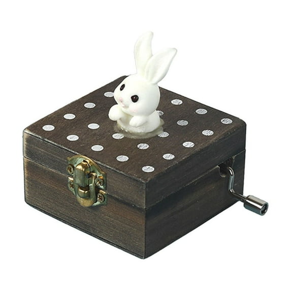 KOYPTL Wooden Music Box with Rabbit Block for Girls and Women Kids,Treasure Chest Musical Decoration for Bedroom Desktop,Suitable for Christmas Birthday Anniversary Valentine Present