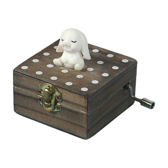 KOYPTL Wooden Music Box with Rabbit Block for Girls and Women Kids,Treasure Chest Musical Decoration for Bedroom Desktop,Suitable for Christmas Birthday Anniversary Valentine Present