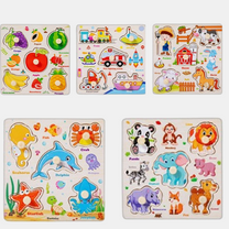 KOYPTL Wooden Peg Puzzles For Toddlers 2-4 3-5 Year Old Boys Girls,5 Pack Animals Educational Learning Sensory Toys Enhance Learning Skill Montessori Toys,Fruit Traffic Farm Ocean And Animals Puzzles