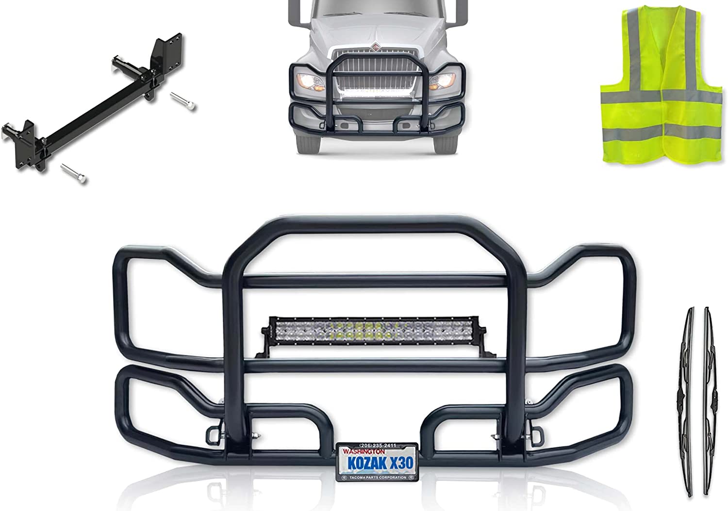 KOZAK Black Front Grille Deer Moose Brush Bumper Guard Large For