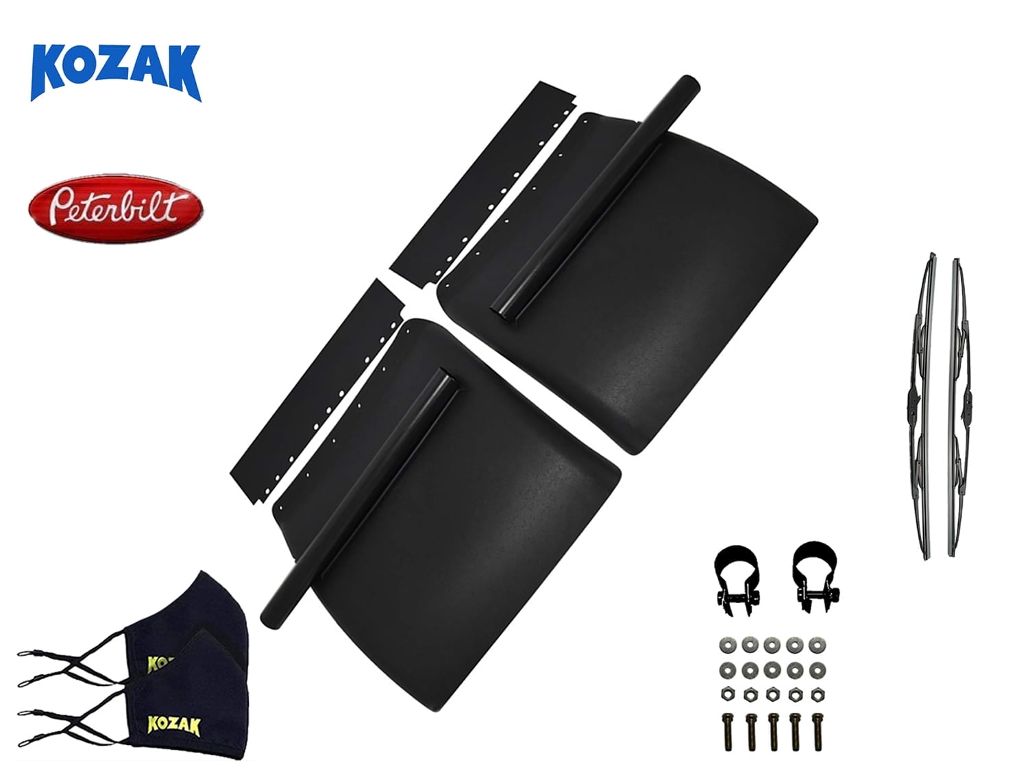 Pair Of 24x24 Inch Black Poly Plastic Quarter Fender Mud Flaps For Semi Trucks 6 thumbnail image
