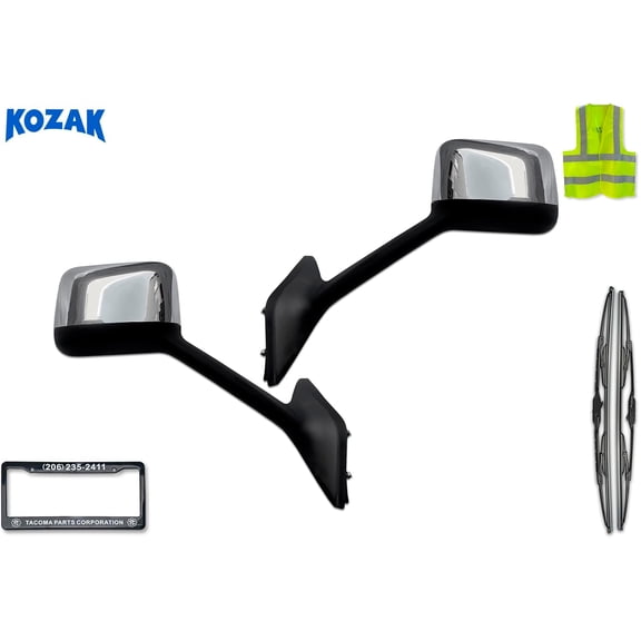 KOZAK Chrome Hood Mirrors Set Passenger Right and Driver Left Side compatible with International LT625