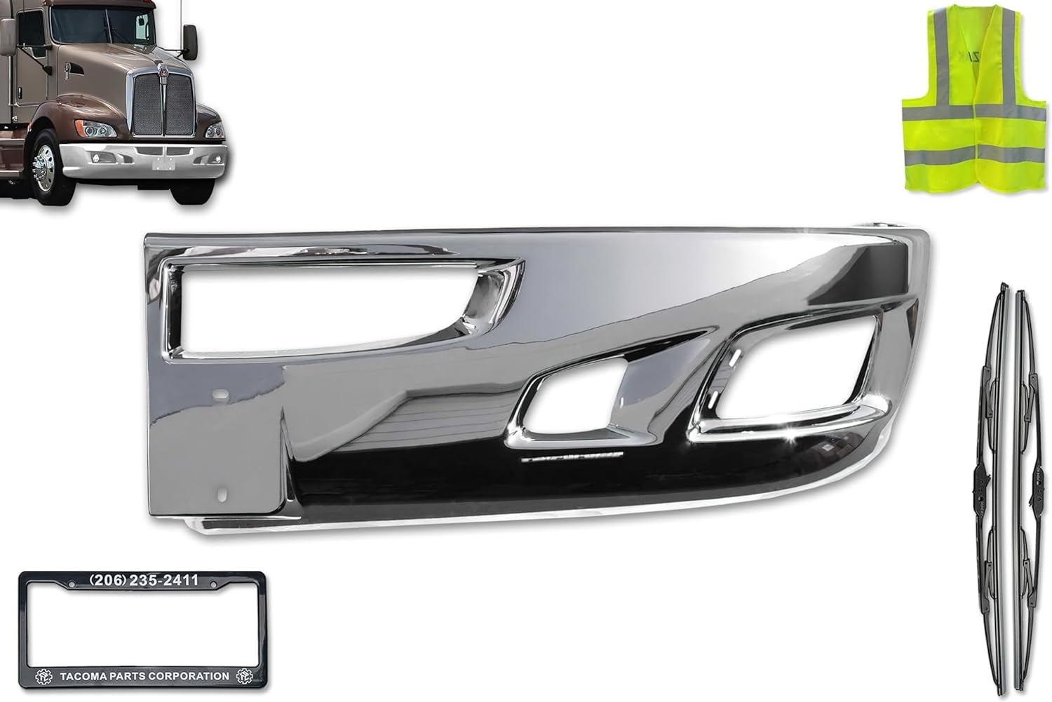 KOZAK Chrome PLASTIC Bumper Extension Corner Left (Driver Side) for