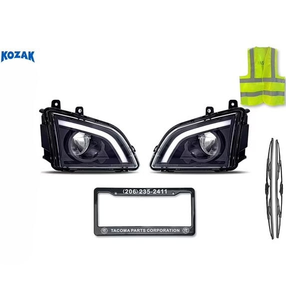 KOZAK Compatible with Volvo VNL 2018+ LED Fog Lights Black Housing Set