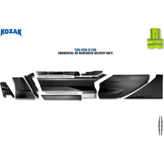 KOZAK Front Fender w/Bracket & Cover, Fairing w/ 2x Steps, Rear Panel w/Under Fairing, Kick Panels Complete Set Left Driver Side Compatible with T680 Next Gen 2022+