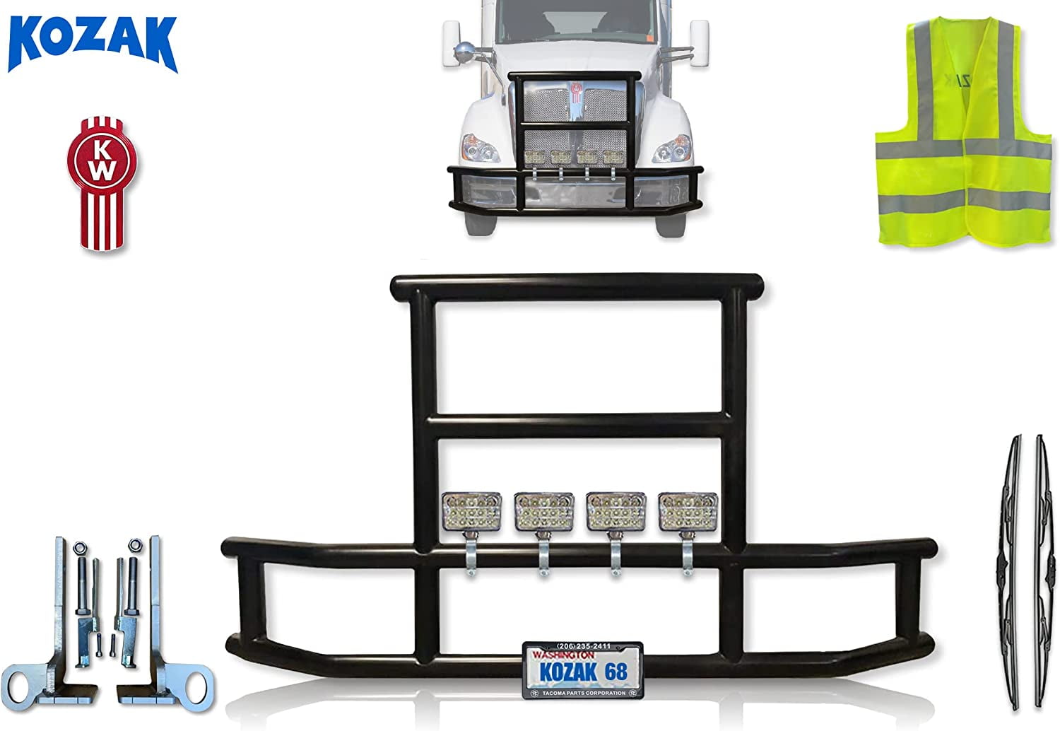 KOZAK Full Bumper Grille Deer Brush Moose Guard for Kenworth T680 2011