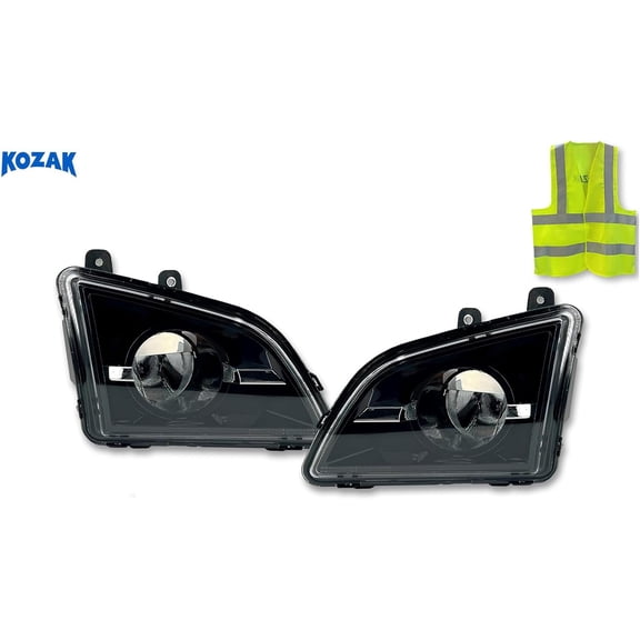 KOZAK Full LED Black Fog Light Lamp Pair (Left Driver & Right Passenger Side) Compatible with Volvo VNL VT 2018+