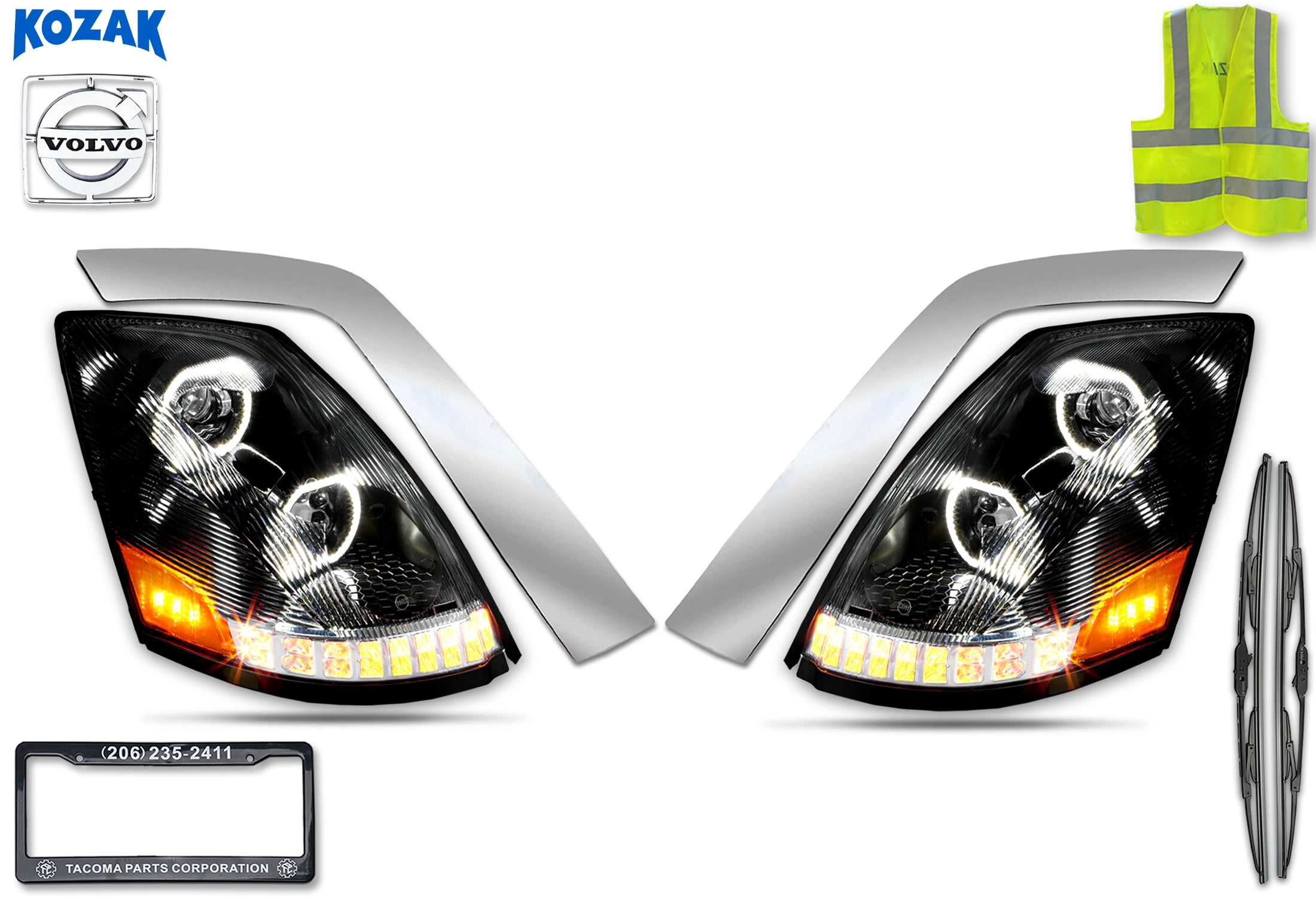 KOZAK Full LED Performance Headlight Pair with Sequential Turn Signals ...