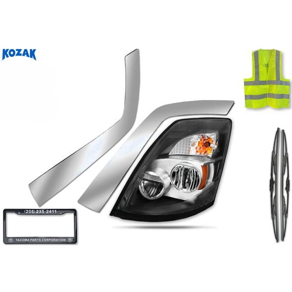 VOLVO VNL 2004-2018 HEADLIGHT SET Halogen to LED Conversion BLACK LEFT