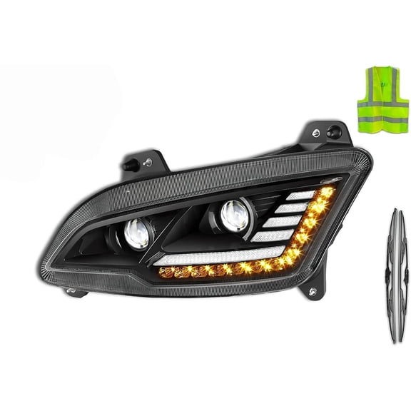 KOZAK LED Performance Black Headlight Assemblies Left Driver Side Compatible with Peterbilt 579 2022+
