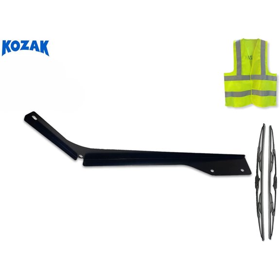 KOZAK Middle Support Bracket Compatible with Volvo VNL Wind Fairing Left Side PLUS Logo, 2x22 inch Windshield Wipers and KOZAK Vest