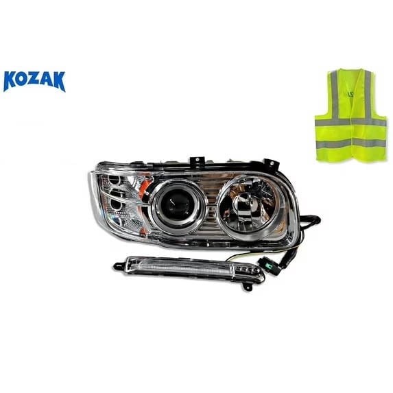 KOZAK Compatible with Peterbilt 388 389 Headlight Assembly with Projector + Bulbs Right Side