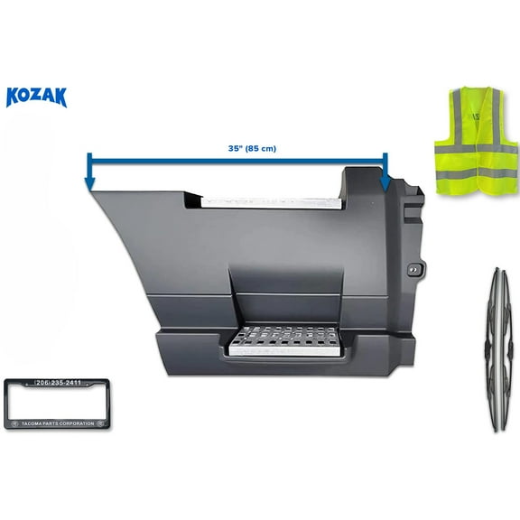 KOZAK Rear Step Side Fairing Panel Right Passenger 35" Compatible with Volvo VNL 2018+ Plus Logo, Wipers, and Vest
