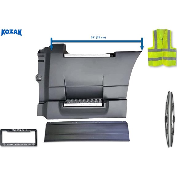 KOZAK Rear Step Side Fairing Panel with Rubber Stripe Left Driver Side 31" (75 cm) with steps and frame Compatible with Volvo VNL 2018+