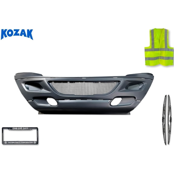 KOZAK PLASTIC Center Bumper Cover with Grille Screen Compatible with International Prostar 2008-2015