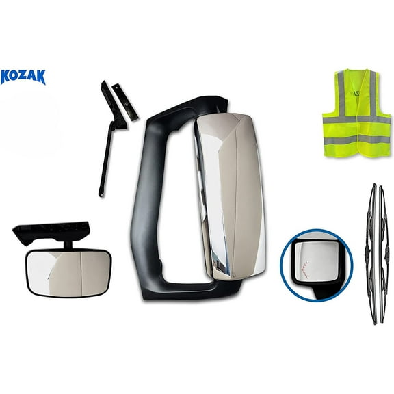 Compatible with Volvo VNL VNM VNX 2004-2023 Side View Door Mirror Power Heated Chrome w/ Arm & Look Down Mirror Left