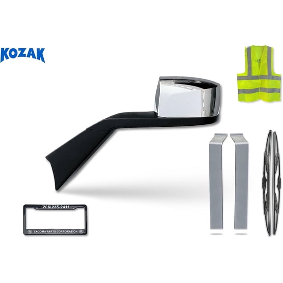 KOZAK Compatible with Volvo VNL 2018+ Chrome Hood Heated Mirror Left & Chrome Trim Mold Middle Center Bumper Pair