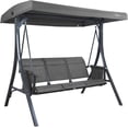 thumbnail image 1 of Kozyard Brenda 3-Seat Patio Swing Chair, Outdoor Porch Swing Glider with Adjustable Canopy, Side Pouches, Breathable Seat and Back, for Garden, Poolside, Backyard (Gray), 1 of 6