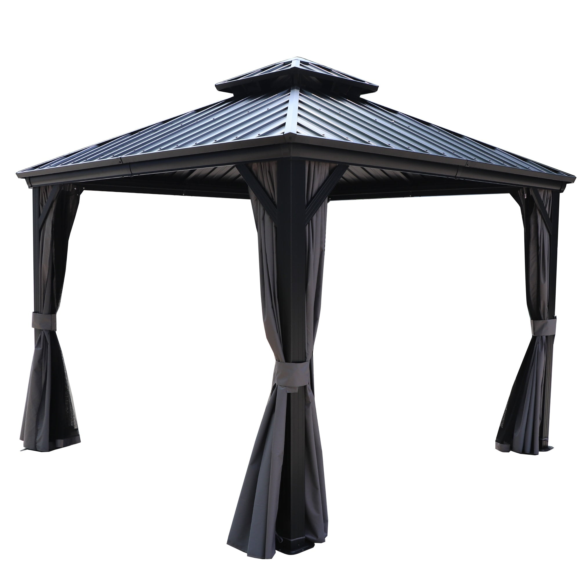KOZYARD Caesar Hardtop Gazebo with Steel Roof, Netting and Curtain 10