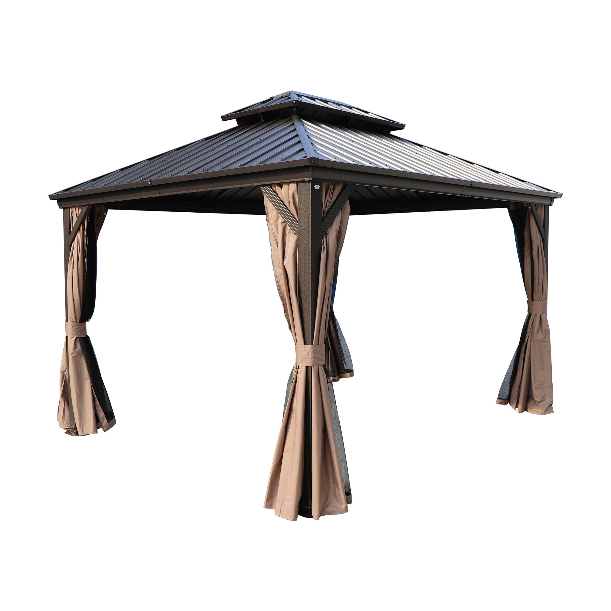 KOZYARD Caesar Hardtop Gazebo with Steel Roof, Netting and Curtain 10