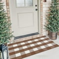 thumbnail image 1 of KOZYFLY Buffalo Plaid Area Rugs 27.5x43 Inches Coffee and White Checkered Rug Washable Front Door Mat Hand Woven Cotton Outdoor Rug Small Rug for Front Porch Kitchen Entryway Patio Bathroom, 1 of 16