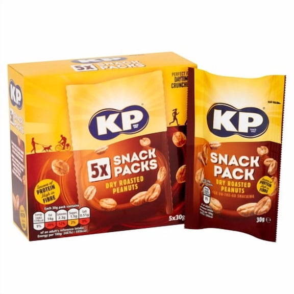 KP Dry Roasted Peanuts Multipack 5 x 30g, British Import (Pack of 2)