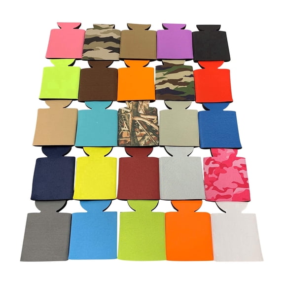 KP KOOL PRODUCTS Blank Beer Can Cooler Sleeves, Plain Bulk Collapsible Soda Cover Coolies Pack of 25, DIY Personalized Sublimation Sleeves for All Kind of Occasions and Parties
