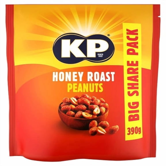 KP Nuts Honey Roast Peanuts 390g, British Import (Pack of 3)