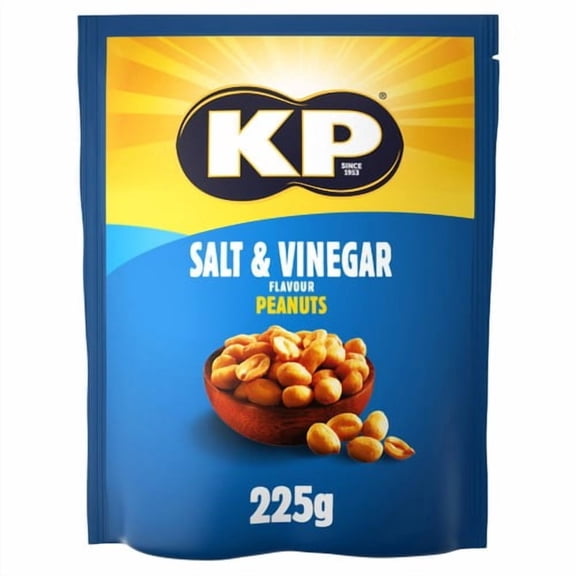 KP Salt & Vinegar Peanuts 225g, British Import (Pack of 3)
