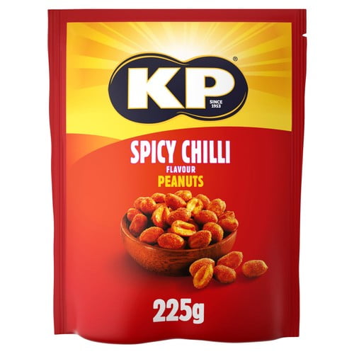 KP Spicy Chilli Peanuts 225g, British Import (Pack of 3)