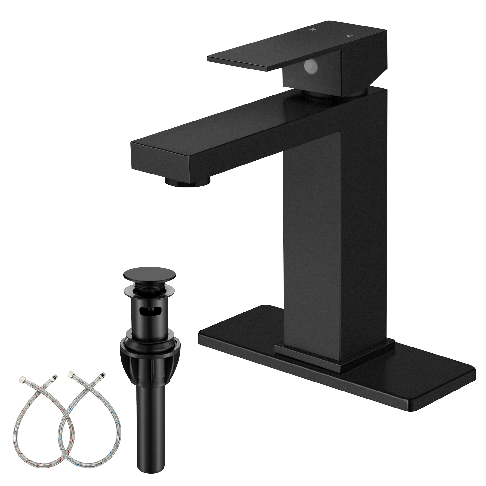KPAIDA Bathroom Faucet Single Handle Matte Black Modern Waterfall