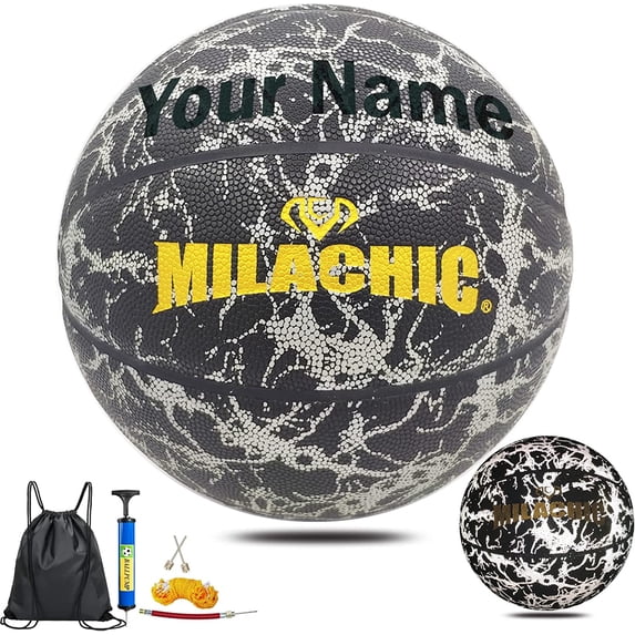 KPASON Customized Basketball, Custom Name or Photos on Basketball, Personalized Holographic Basketball Indoor Outdoor Official Size 7/29.5", Special Basketball Gifts for Boys, Girls, Men, Women
