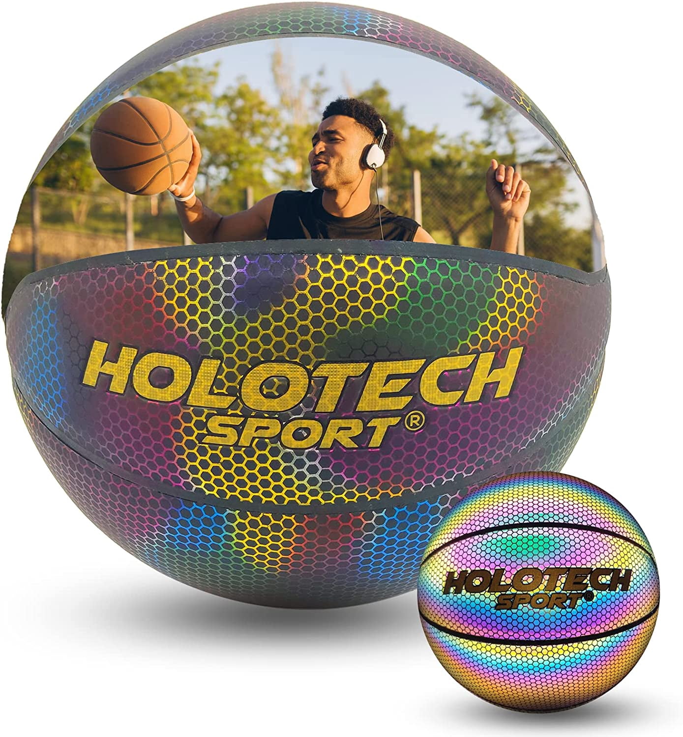 KPASON Customized Basketball, Custom Name or Photos on Basketball, Personalized Holographic Basketball Indoor Outdoor Official Size 7/29.5", Special Basketball Gifts for Boys, Girls, Men, Women