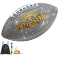 thumbnail image 1 of KPASON Football, Glitter Glow Football - Silver Holographic Glow Football Sparkles in The Light - Official Size 9 with Pump for Adults, Youth, 1 of 5