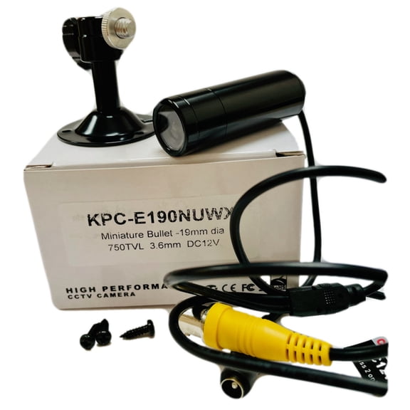 KPC-E190NUWX Miniature Bullet Camera with 750TVL 3.6MM DC12V, Horizontal Resolution, Digital Day Night, Includes Mounting Bracket