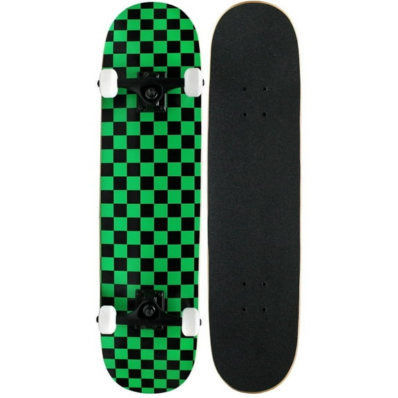 KPC Pro Skateboard Checker Black/Green 7.75"