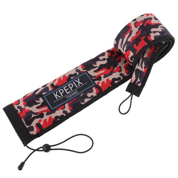 Neoprene Fishing Rod Sleeve for Casting, Trolling, Spinning Rods - Lightproof Fishing Pole Sock for Storage & Transportation (Red Camo, 65in)