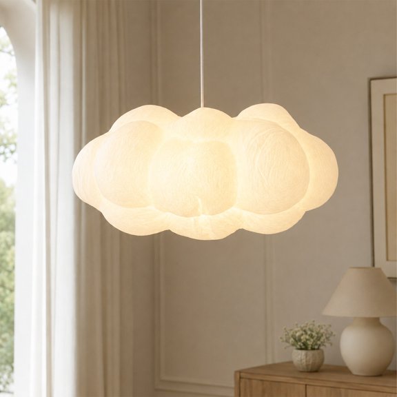 KPIBEST 22.44-Inch Modern Creative Silk-Like Cloud Atmosphere Pendant Light for Living Room Bedroom Bar Foyer Balcony Art Decorative Pendant Light