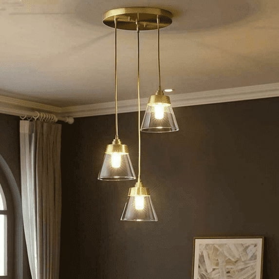 KPIBEST 3 Light Gold Pendant Lighting Modern Pendant Light, Adjustable Pendant Light Fixture for Kitchen Island Dinning Room Bedroom