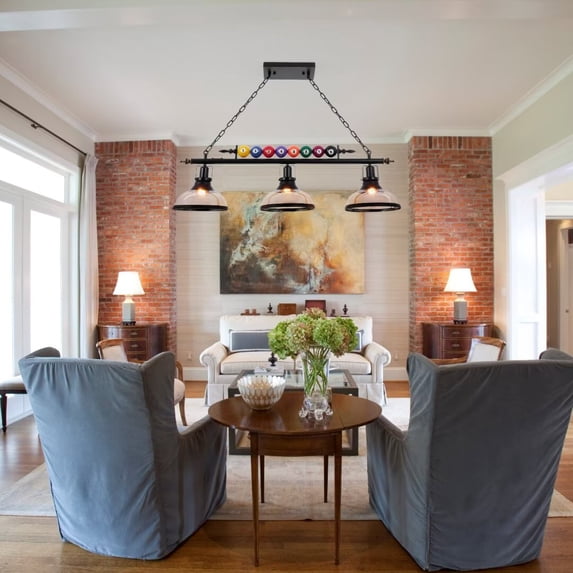 KPIBEST 3 Light Vintage Hanging Pool Table Chandelier with Clear Glass ...